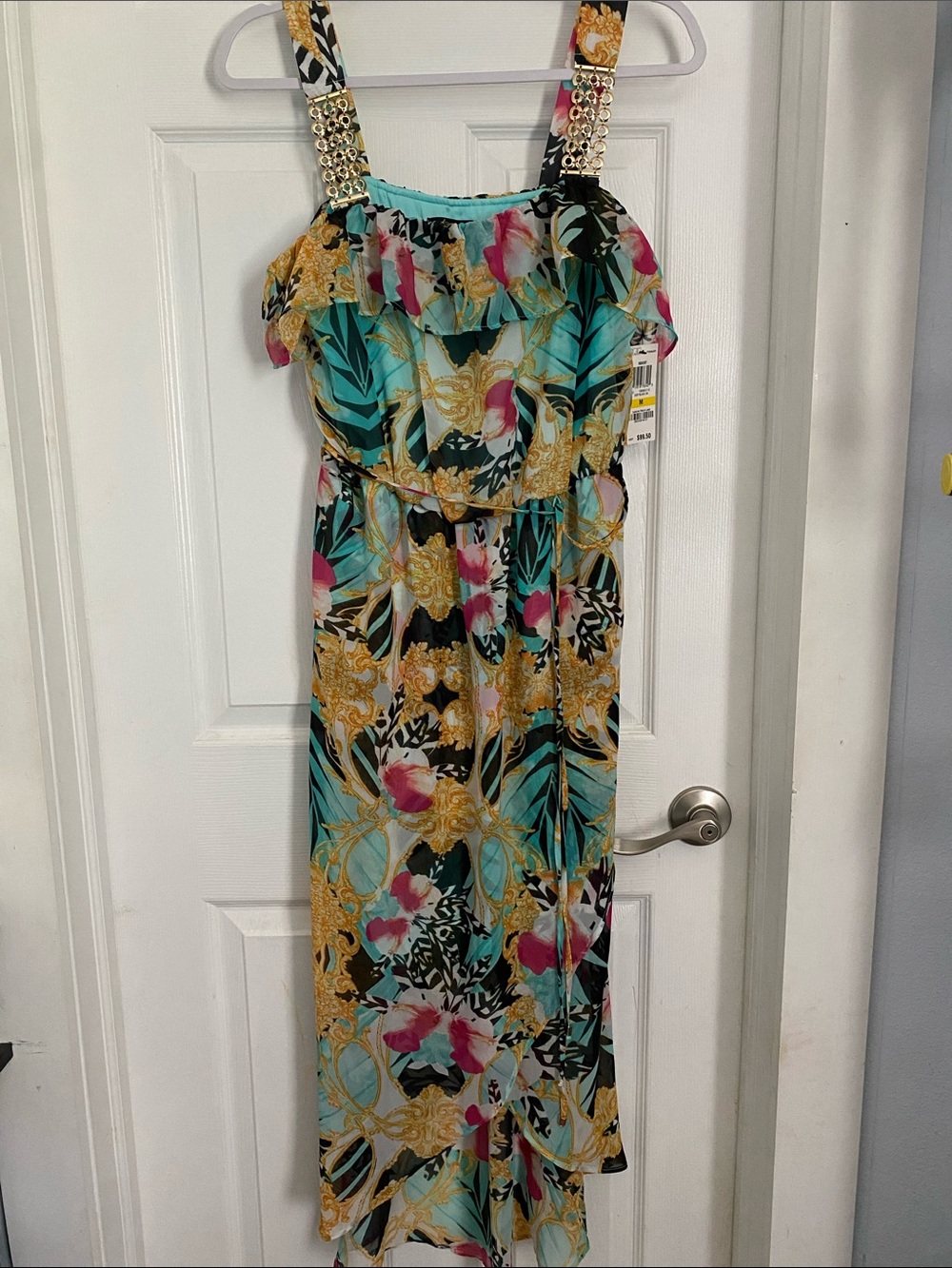 Thalia Sodi Turquoise Floral Off-Shoulder Top